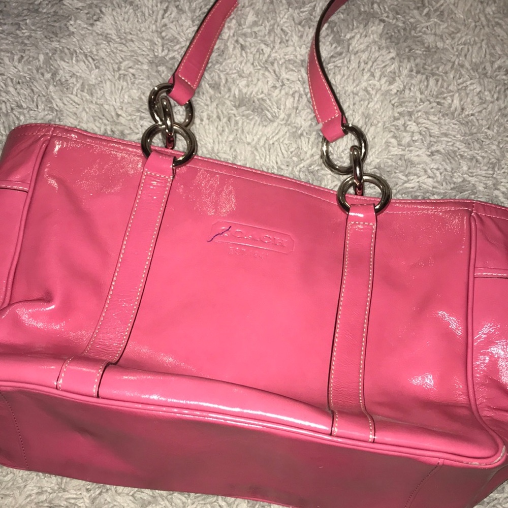 COACH pink leather medium tote